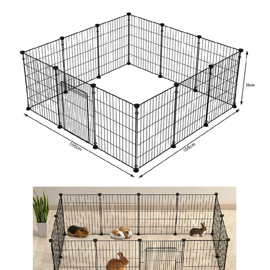 Recinto Cancelletto Animali Piccola Taglia 420cm 12 Moduli da 35xH35cm Nero