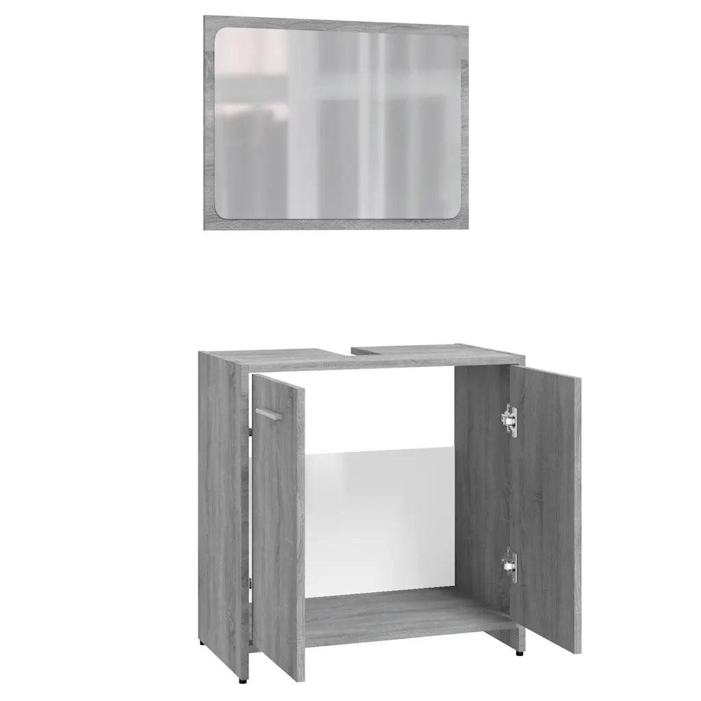 Set di Mobili da Bagno | Armadio da bagno Grigio Sonoma in Legno Multistrato