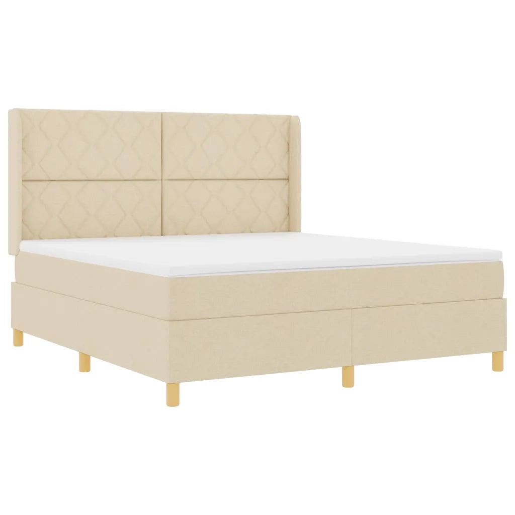 Letto a molle con materasso Crema 180 x 200 cm Tessuto 3343775