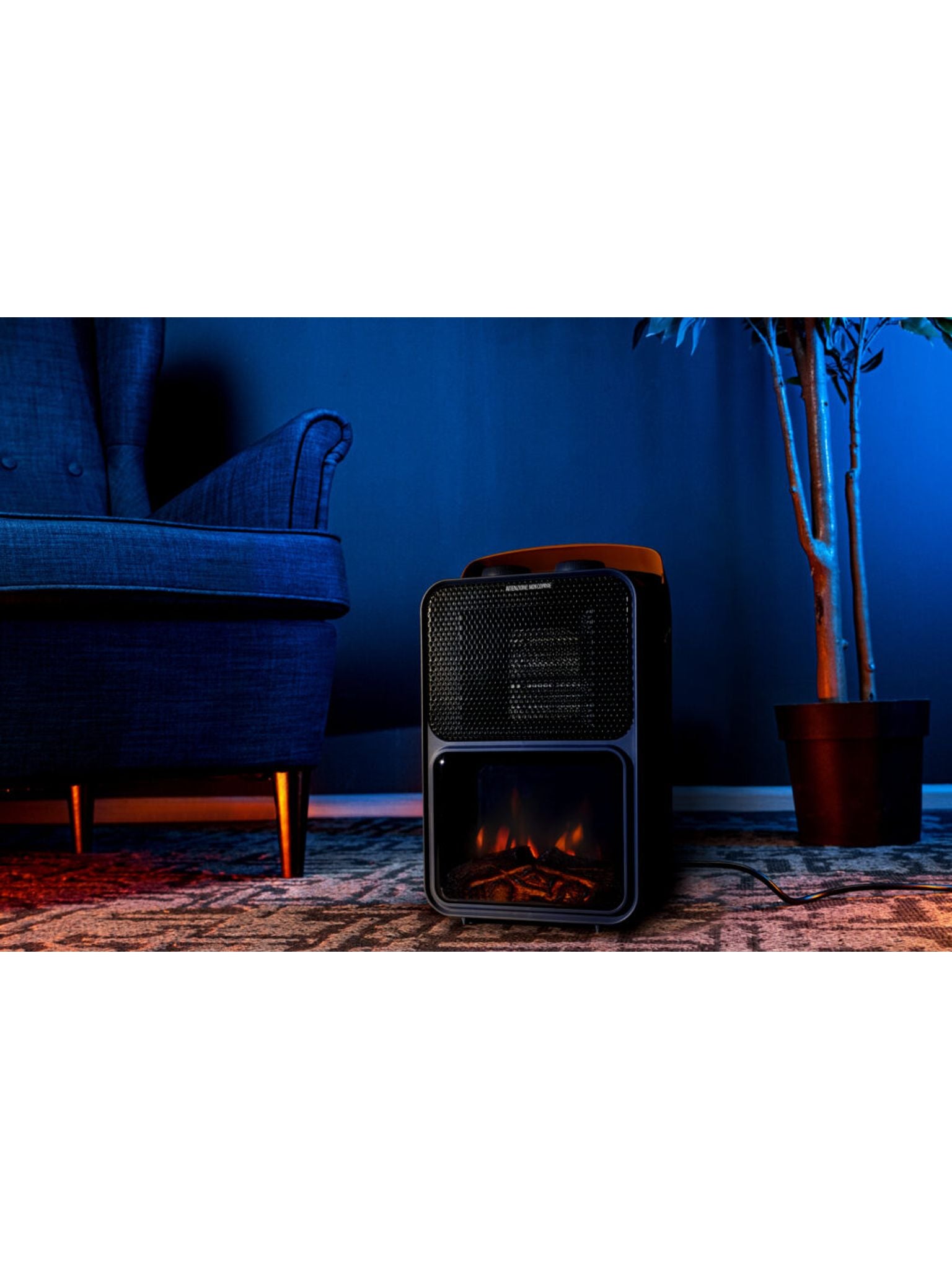 Termostufa Elettrica INN-582 con Oscillazione - 1200W, Termostato Regolabile, Effetto Caminetto e Protezione di Sicurezza