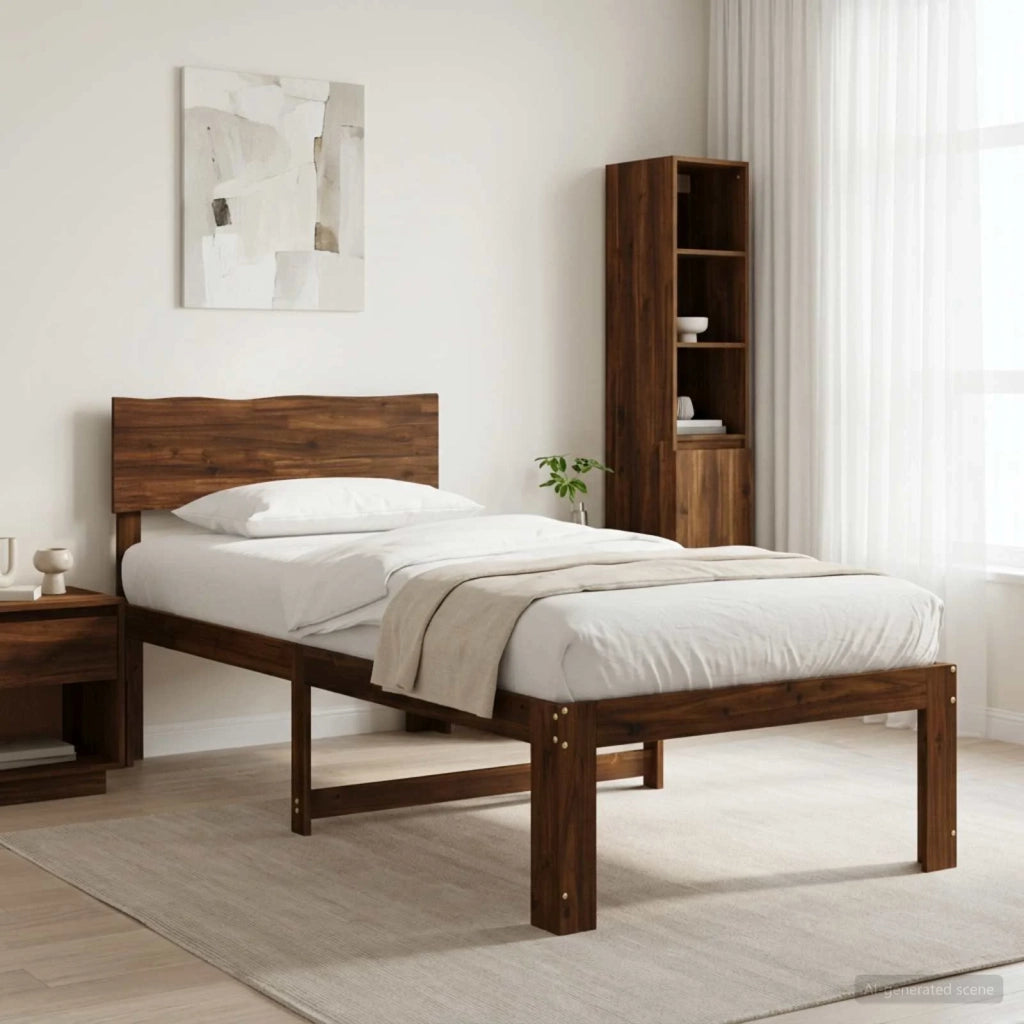 Letto Singolo con Testiera ROSTOCK Marrone Scuro 90 x 190 cm 903356