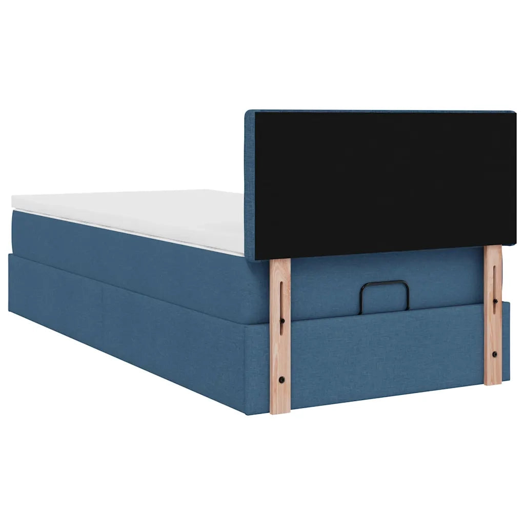 vidaXL Struttura Letto Pouf con Materasso Blu 80x200 cm in Tessuto