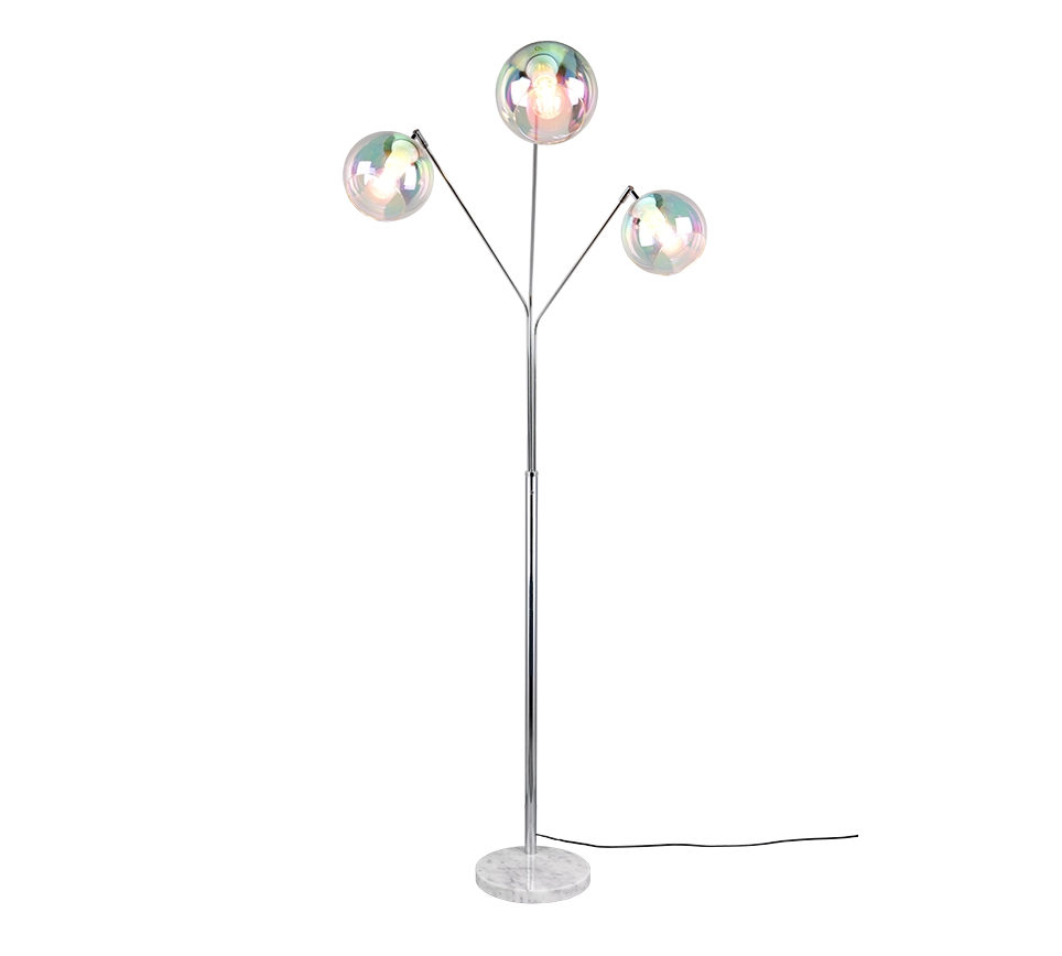 Piantana 3 diffusori, metallo e vetro, cromo, H200 cm, Paxton