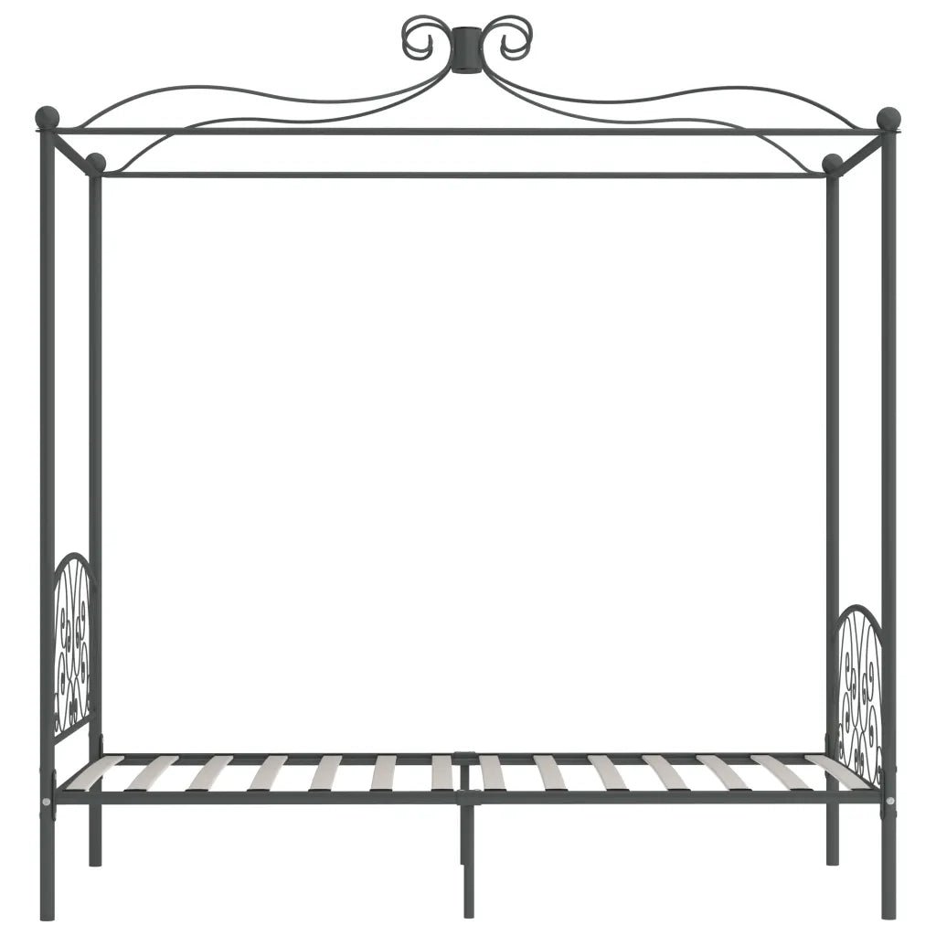 Letto a Baldacchino Grigio in Metallo 90x200 cm