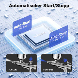 HS-A10K Set con compressore, pistola aerografo, ugello 0,3 mm, motore 12 V, pressione max 2,8 bar, per modellismo, tatuaggi, nail art, airbrush
