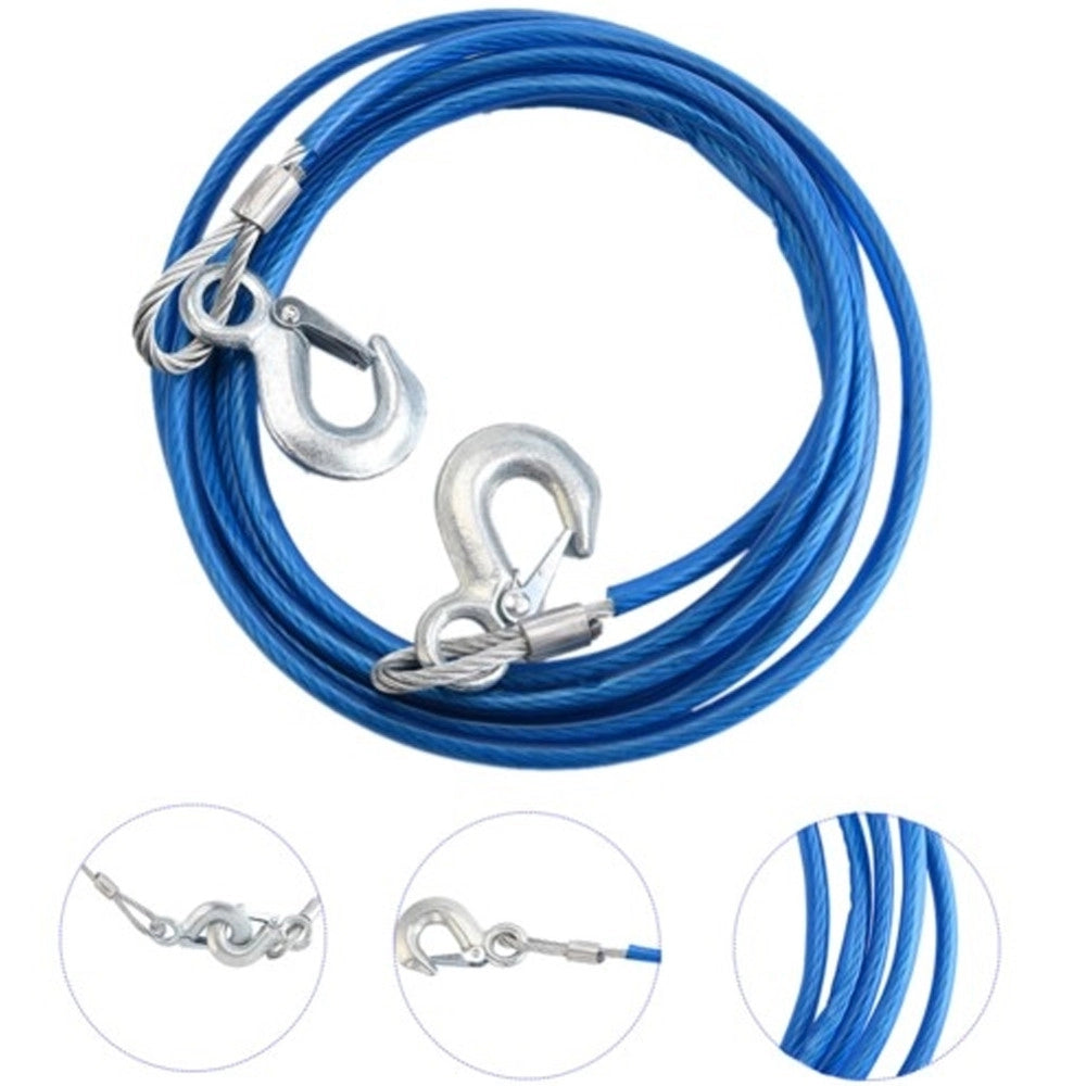 Trade Shop - Fune Cavo Corda Acciaio Traino Con Ganci Per Auto Furgone Emergenza 5000kg 3,5mt -
