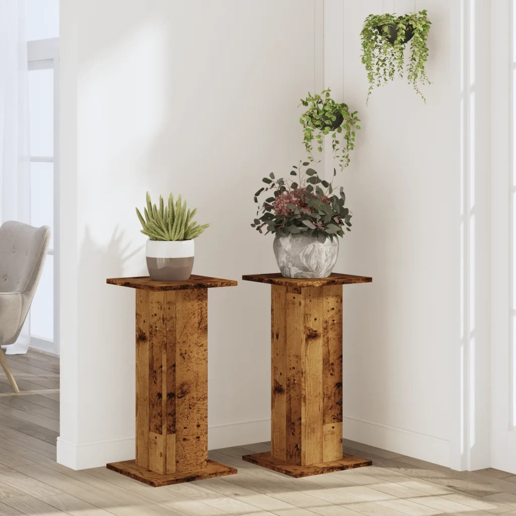 vidaXL Supporti per Piante 2 pz Legno Vecchio 30x30x60 cm Truciolato
