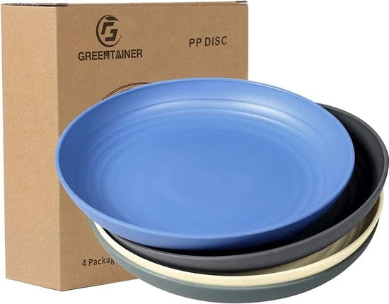 Set di piatti da 4, 22,3 cm piatti da tavola in PP, piatti moderni e salutari per il pranzo, piatti per pizza, piatti per torta, piatto unico non frantumabile per insalata, dessert, colazione, resistente a microonde e lavastoviglie, privo di BPA