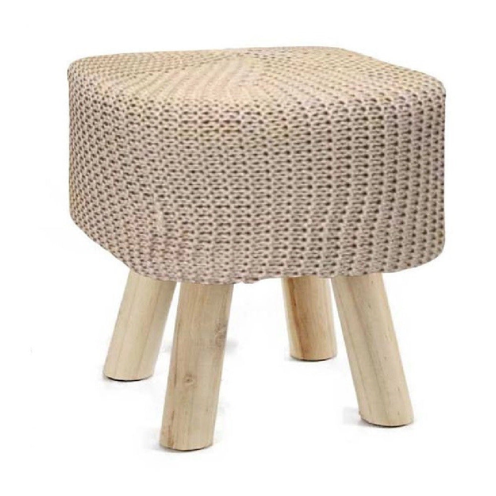 Trade Shop - Pouf Sgabello Poggiapiedi Quadrato Moderno Piedi In Legno Tortora 27x28cm 827709 -