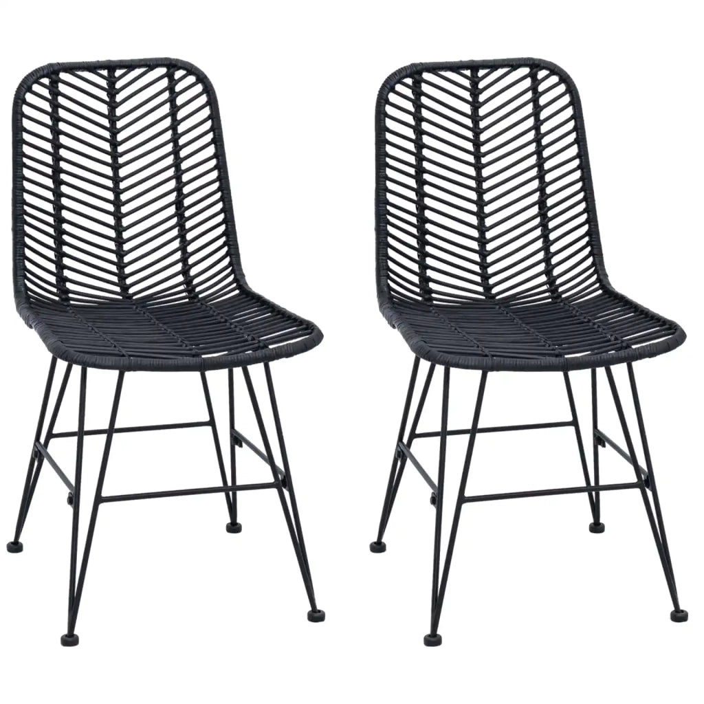 Sedia da pranzo 2 pcs Rattan e Ferro Nero 44,5 x 54,5 x 85 cm