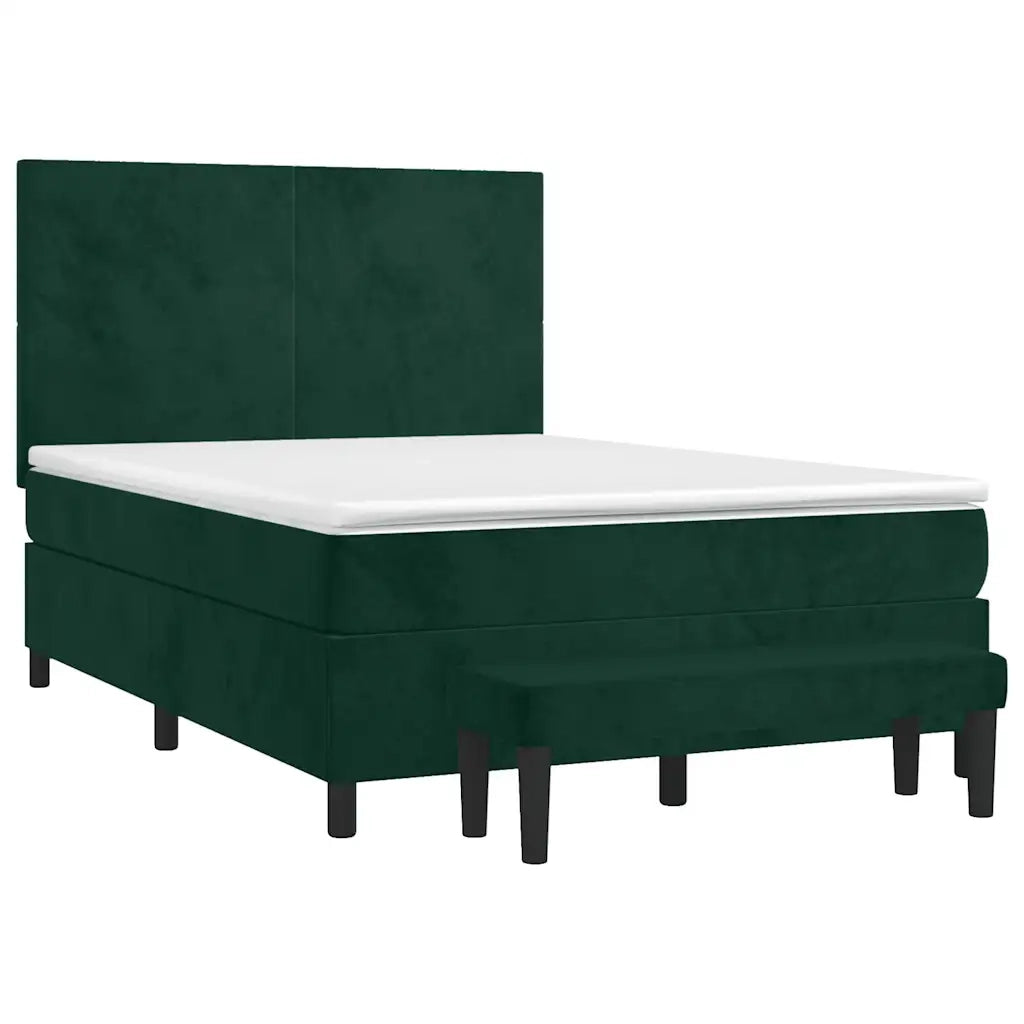 Giroletto a Molle con Materasso Verde Scuro 140x200 cm Velluto 3137728