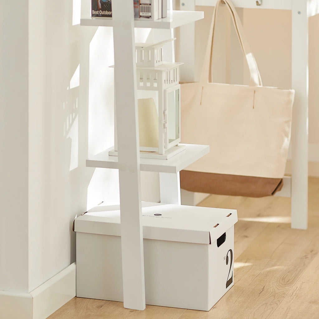 Libreria,mensola Scala,mensola angolare,scaffale componibile,con 4 ripiani Bianco FRG15-W