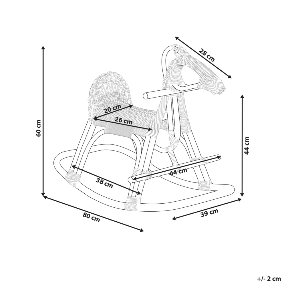 Sedia Cavallo a dondolo per bambini in rattan naturale Boho rustico per interni per il patio