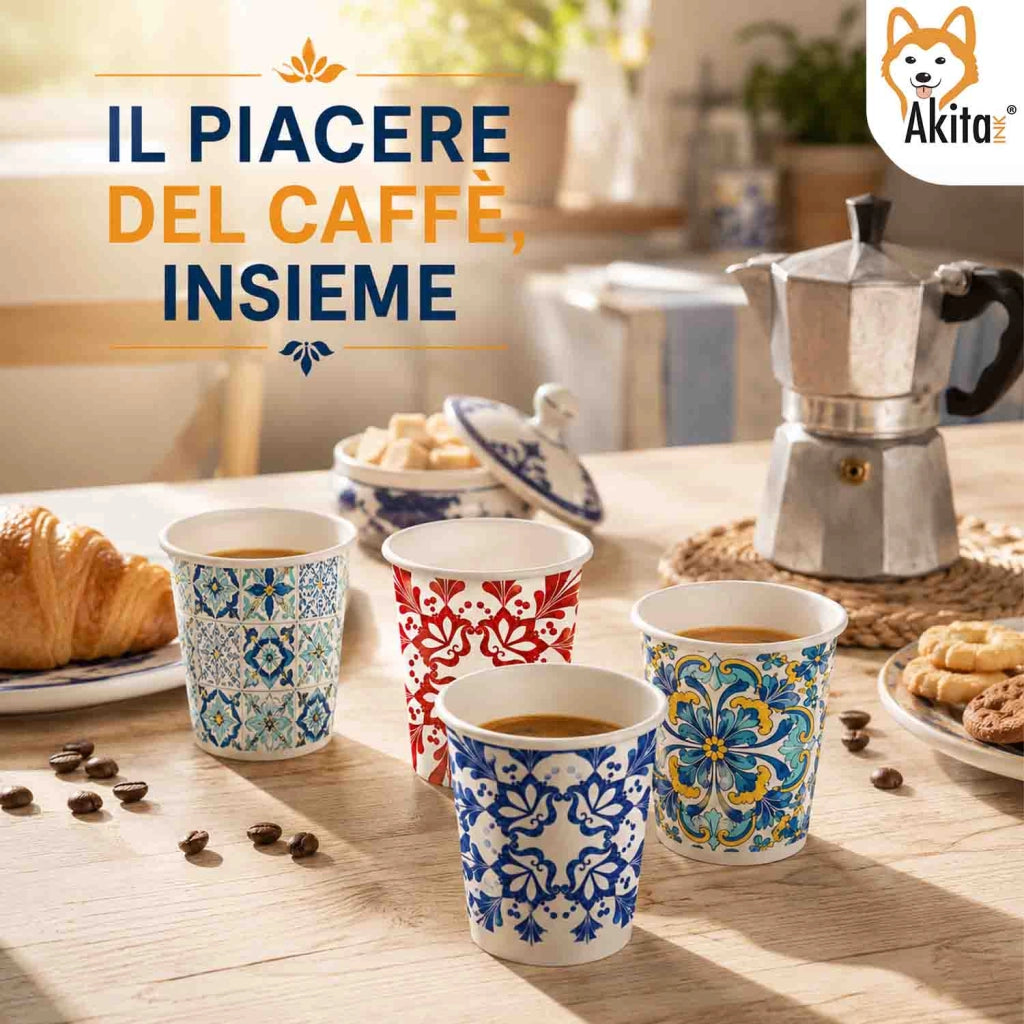 Akitaink 2000 Bicchierini Caffe' 75ml Biodegradabili Maiolica