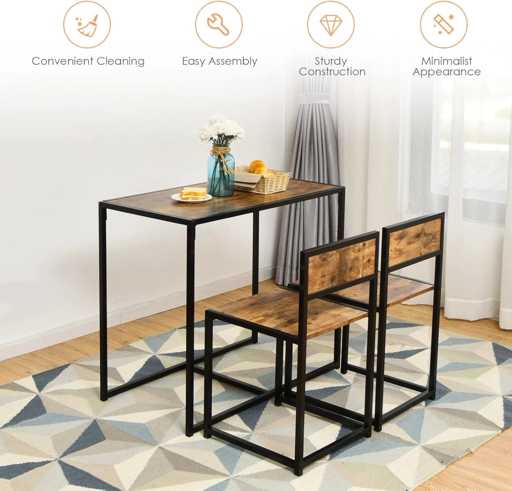 Set di Tavolo da Bar da 3 Pezzi, Set 3 Pezzi con 2 Sedie e Tavolo, Piccolo Tavolo da Cucina per 2 Persone, Tavolo da Bistrò, 3 Colori