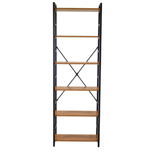 Libreria 6 ripiani 60x28xh184,5 cm in Metallo e Legno Achille Naturale