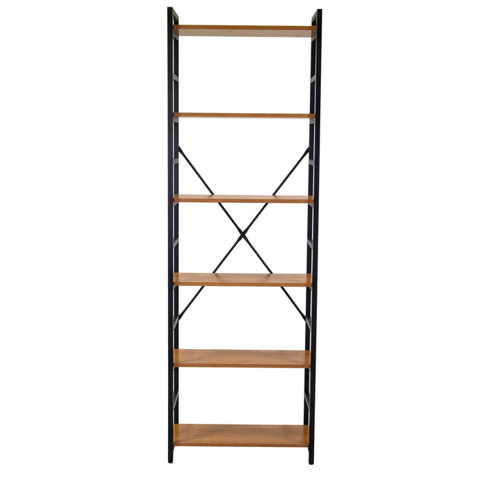 Libreria 6 ripiani 60x28xh184,5 cm in Metallo e Legno Achille Naturale
