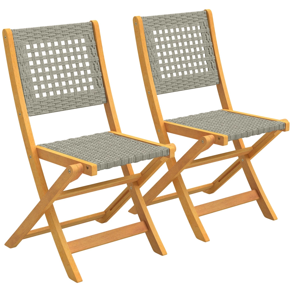 Sedie da Giardino 2 Pezzi ¨C zephmum ¨C Legno Massello e Polyrattan Grigio
