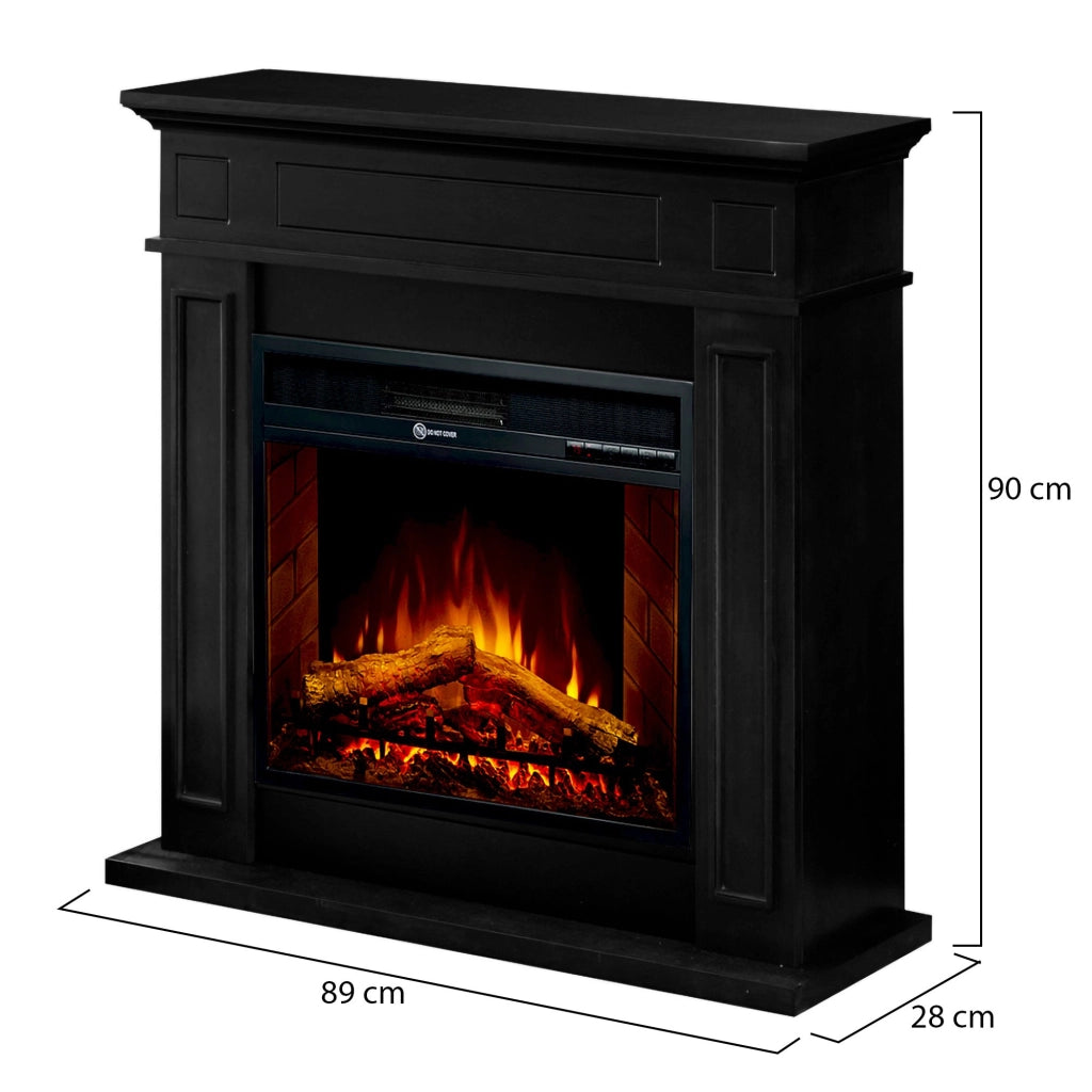 Caminetto Prevalle, Camino Elettrico Superficie Riscaldabile 30 m2, 89x28x90h cm Nero