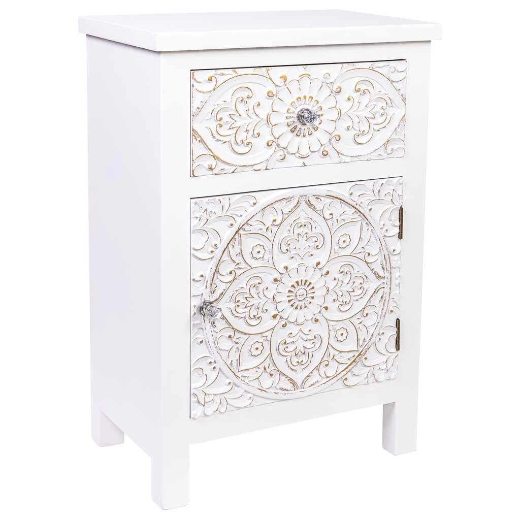Tavolino in legno con 1 cassetto e 1 porta 47x30x70