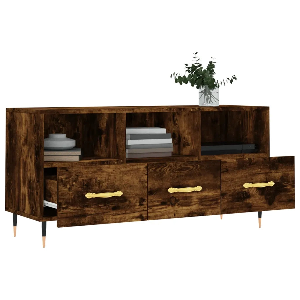 Mobile Porta TV Rovere Fumo 102x36x50 cm in Legno Multistrato 829017
