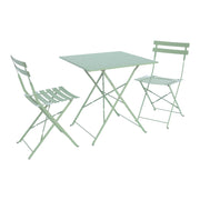 Set tavolo da giardino pieghevole in acciaio con 2 sedie, 70cm, verde