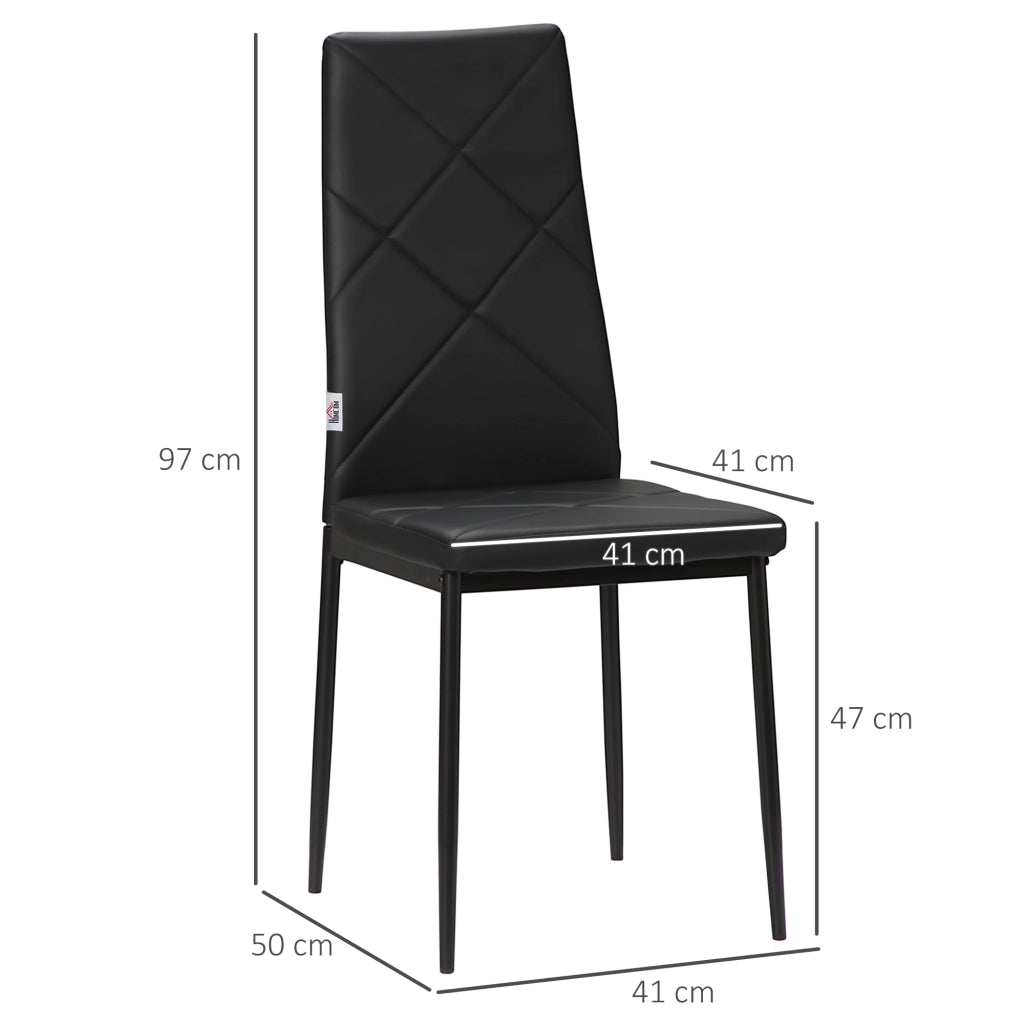 Set 4 Sedie da Pranzo ¨C Xylo ¨C Schienale Alto Similpelle Nero Struttura Acciaio 41x50x97cm