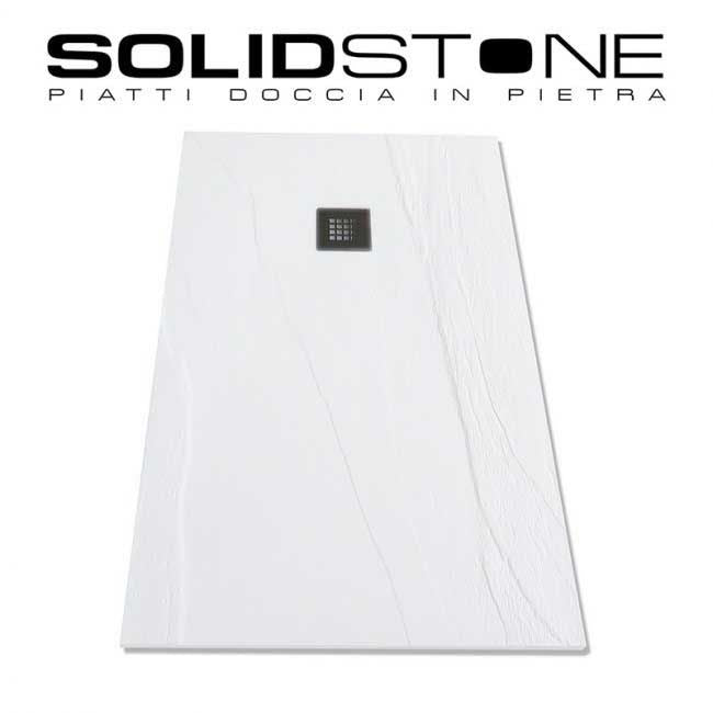 Piatto doccia in pietra SOLIDSTONE alto 2,8 cm - Ardesia Bianco RAL 9003 - Misura: 80x100 x 2,8h - Scarico Centrale