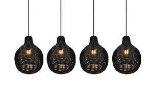 Lampada a Sospensione da Interno Attacco E14 in Tessuto Nero