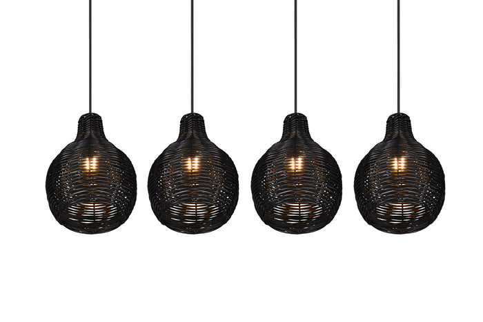 Lampada a Sospensione da Interno Attacco E14 in Tessuto Nero