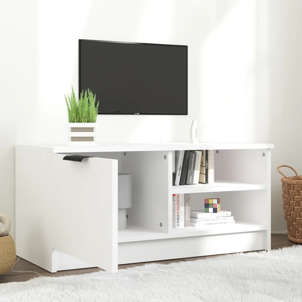 Mobile Porta TV-Mobile per TV-Credenza TV Bianco 80x35x36,5 cm in Legno Multistrato
