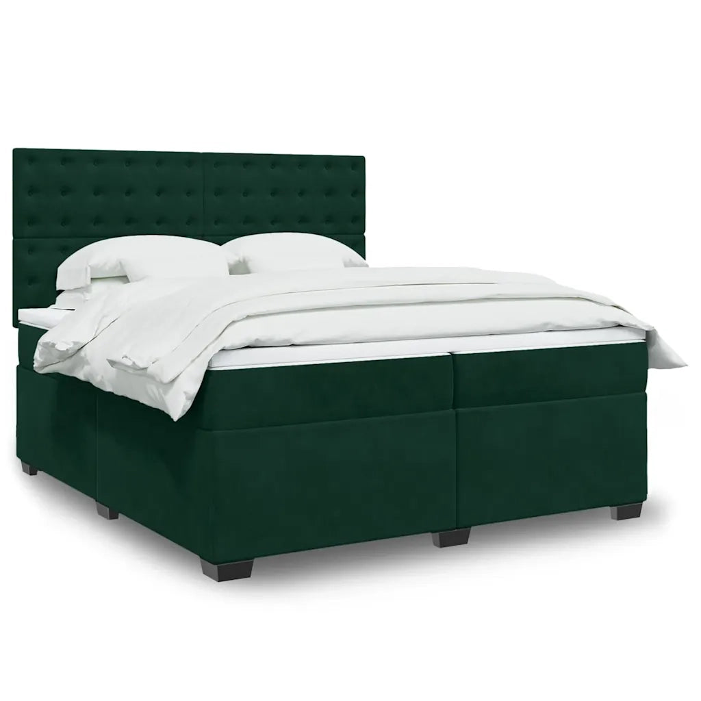 Giroletto a Molle con Materasso Verde Scuro 200x200 cm Velluto 3293317