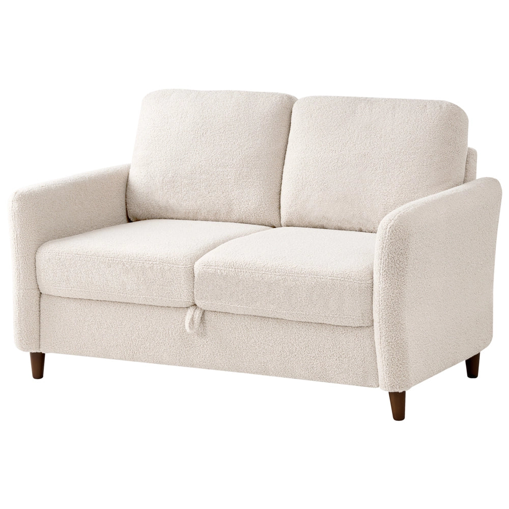Divano a 2 posti rivestito in velluto a coste con poggiabraccia beige chiaro stile moderno soggiorno