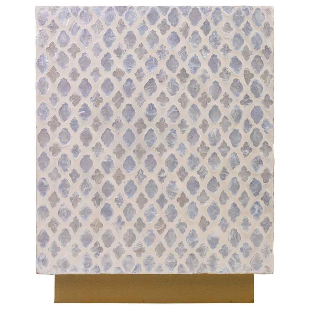 Sgabello in legno e capiz beige 35x35x45h cm