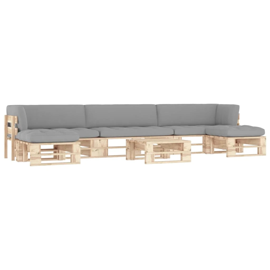 Mobili da giardino mobili da esterno Set di mobili su pallet da 6 pezzi con cuscini in legno di pino impregnato 02_0018485