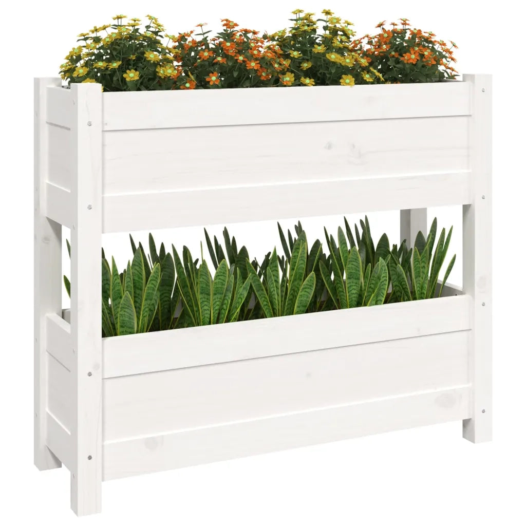 Fioriera Bianca 77x25x66 cm in Legno Massello di Pino 823942