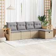 Set Divano da Giardino 5 pz con Cuscini Beige in Polyrattan 3325958