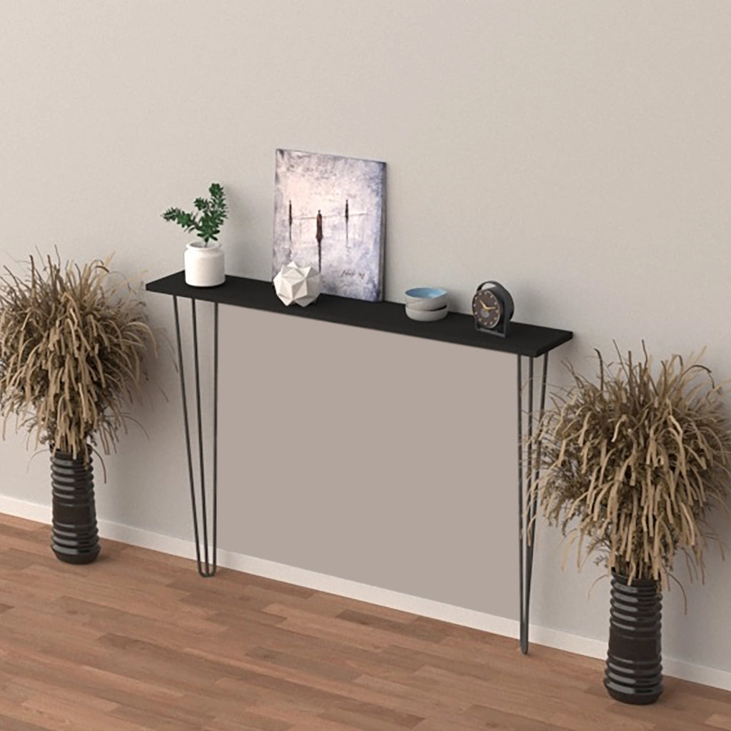 Consolle da Muro Kokemäki con Gambe a Forcina Nero 82 x 120 x 18 cm [en.casa]