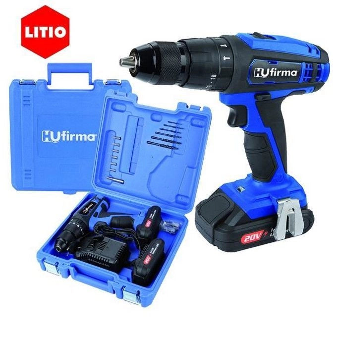 Hu-firma HU-T20P-LI Trapano Avvitatore a Percussione 20V 1,5Ah Litio 2 Batterie 35 Nm Mandrino 13 mm Valigetta 13 Accessori