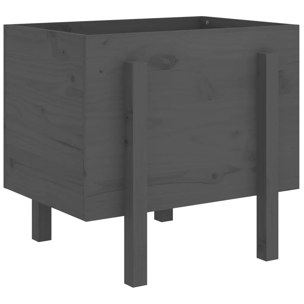 Fioriera da Giardino-Vaso da Esterno-Contenitore per Piante Grigia 62x50x57 cm Legno Massello di Pino