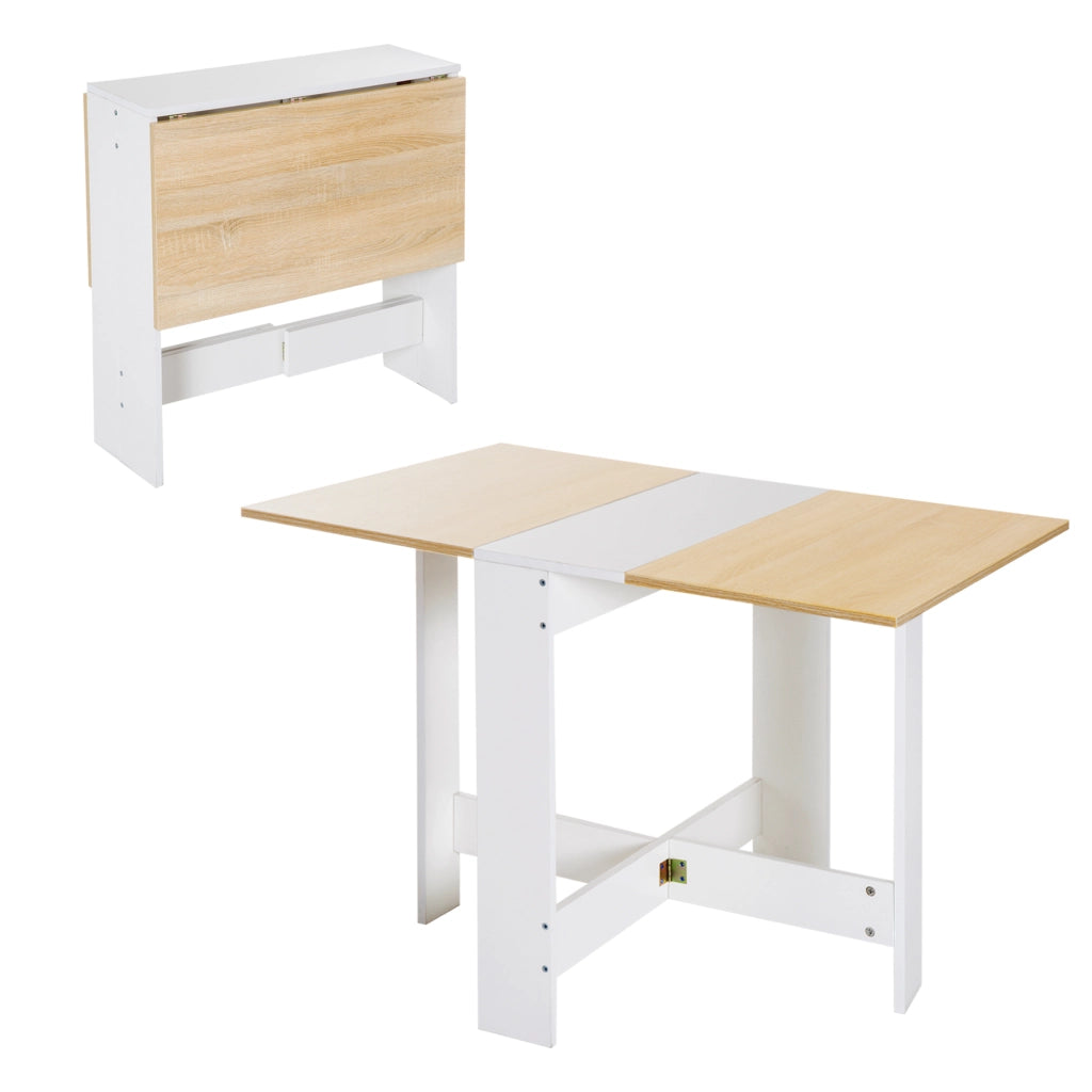 Tavolo da pranzo pieghevole in legno ¨C Zephmum ¨C Bianco e rovere 103x76x74 cm