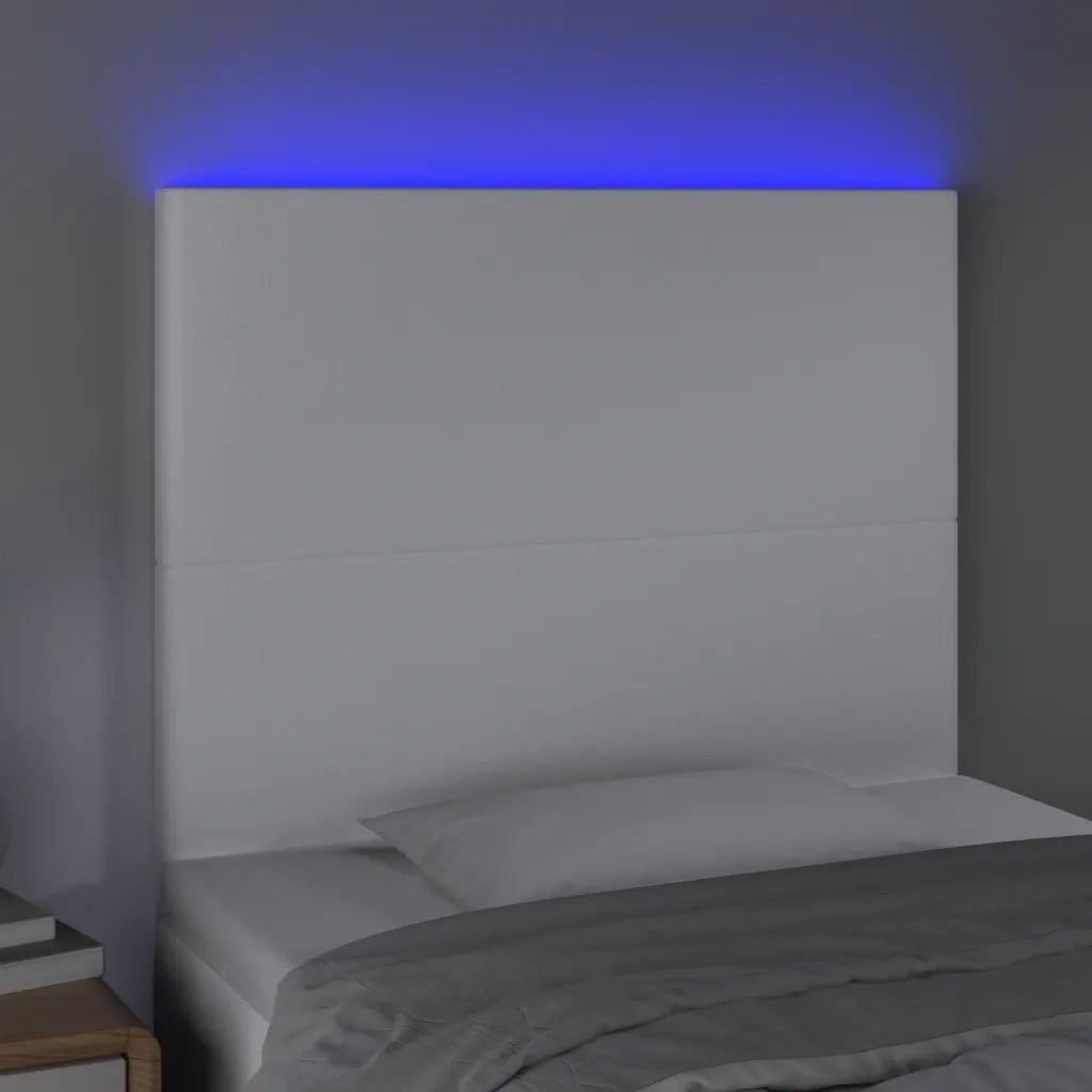 Testiera | Testata a LED Bianco 100x5x118/128 cm in Similpelle