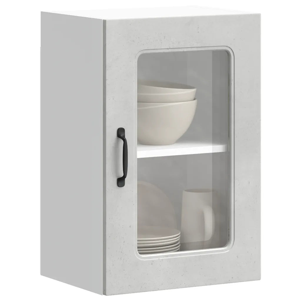 Pensile da Cucina con Porta in Vetro Kalmar Grigio Cemento 853531