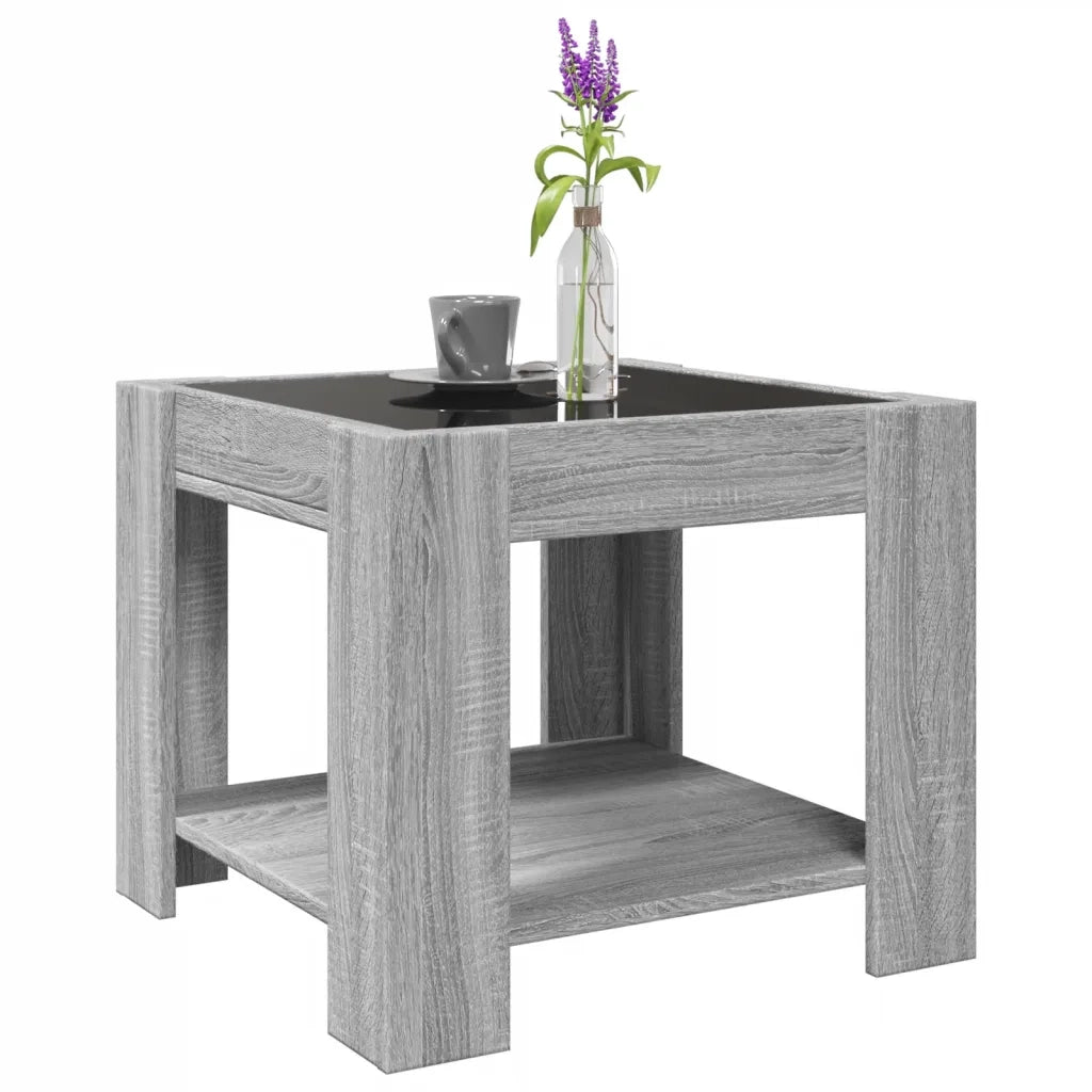 Tavolino Salotto con LED Grigio Sonoma 53x53x45 cm Multistrato 847544