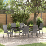 Set da Pranzo da Giardino da 7 Pezzi Grigio Polyrattan