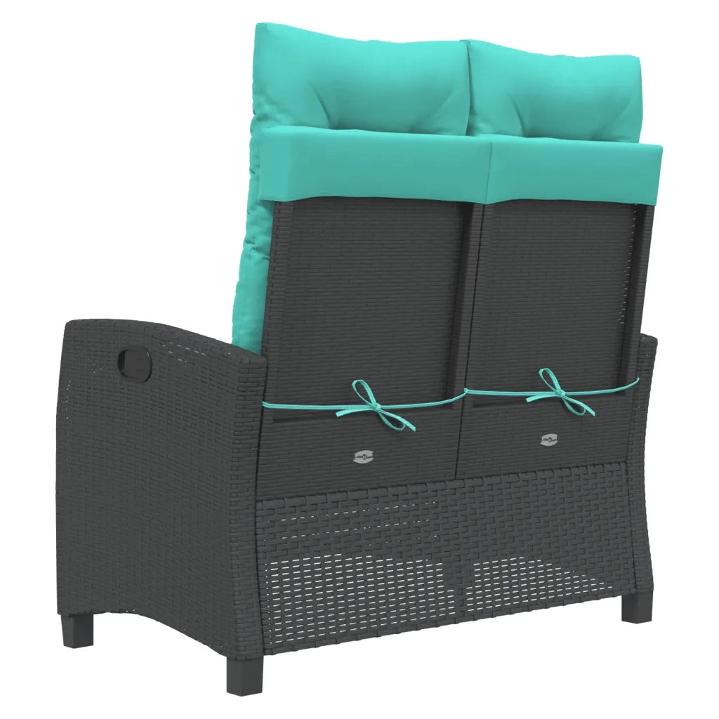 Panca Reclinabile da Giardino con Cuscini Nera in Polyrattan 368234