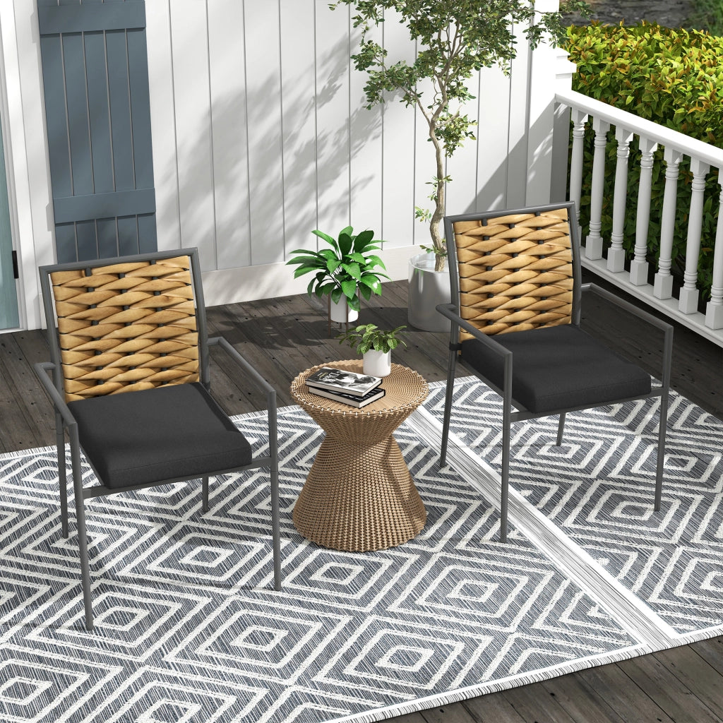 Sedia da pranzo per esterno ¨C zephmum ¨C marrone nero grigio 57x58x87cm