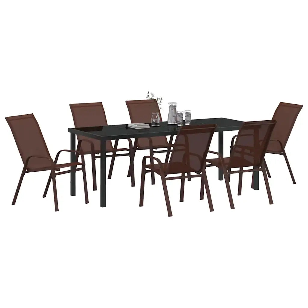 Set da Pranzo per Giardino 7 pcs Marrone e Nero 3379133