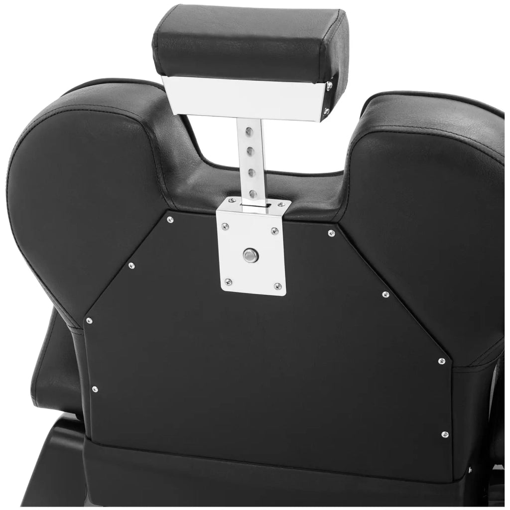 Poltrona da barbiere con poggiapiedi 69 cm 150 kg nero acciaio inox PVC ferro cromato schiuma sintetica nero 14_0008947
