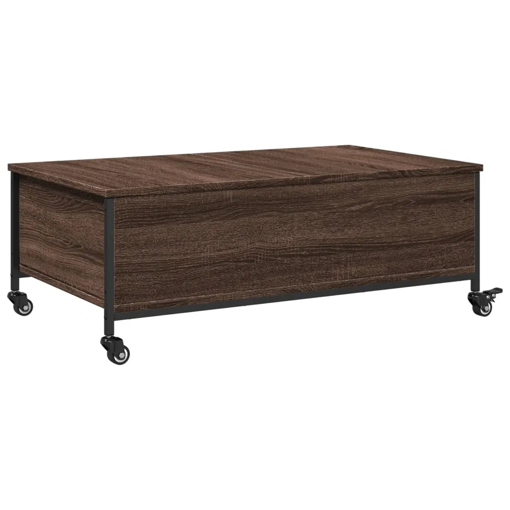 Tavolino con Ruote Rovere Marrone 91x55x34 cm Legno Multistrato